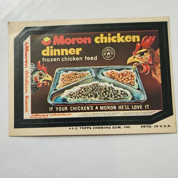 Vintage 1974 Topps Wacky Packages Moron Chicken Dinner Sticker Card 11th Series - Picture 11 of 11